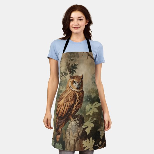 森威厳のあるのフクロウ エプロン (着用した状態)