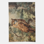 森威厳のあるのフクロウ キッチンタオル (縦)