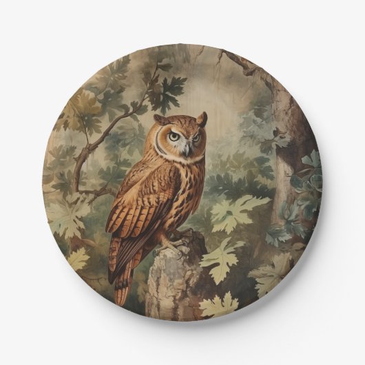 森威厳のあるのフクロウ ペーパープレート (正面)
