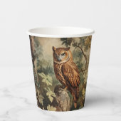 森威厳のあるのフクロウ 紙コップ (裏面)