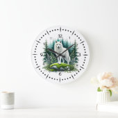 森威厳のあるの中の白い狼 ラージ壁時計 (ホーム)