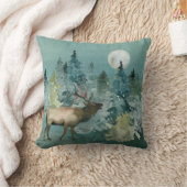 森威厳のあるの満月のエルク クッション (ブランケット)