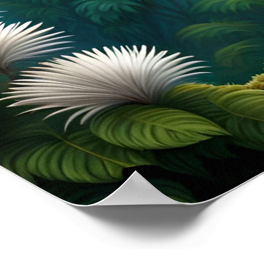 森威厳のあるの白と青の孔雀 ポスター (角)