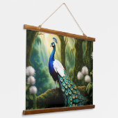 森威厳のあるの白と青の孔雀 吊り下げ型タペストリー (傾斜あり)