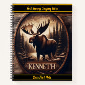 森威厳のあるの背景に彫られたムース ノートブック (正面)