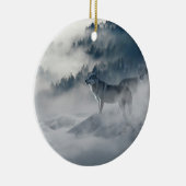 森威厳のあるの霧の中の狼 セラミックオーナメント (右)