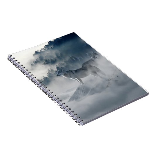 森威厳のあるの霧の中の狼 ノートブック (右側)