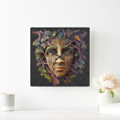 森彫刻ウォールクロック スクエア壁時計 (ホーム)