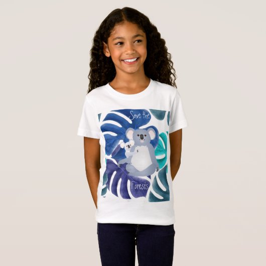 森救の森の母とベビーコアラ Tシャツ (正面フル)