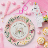 森林おとぎ話のウサギの花の女の子のベビーシャワー ペーパープレート (パーティー)