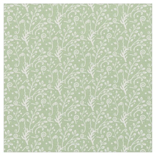 森林おとぎ話のシダの渦巻の女の赤ちゃんの子供部屋 ファブリック (クローズアップ)