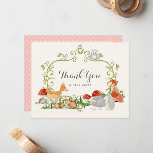 森林おとぎ話のベビーシャワーはノート感謝していしています ノートカード (正面/裏面インサイチュ)