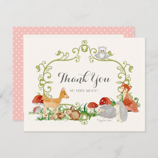 森林おとぎ話のベビーシャワーはノート感謝していしています ノートカード (正面/裏面)