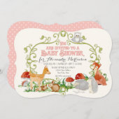 森林おとぎ話のベビーシャワー招待状カード 招待状 (正面/裏面)