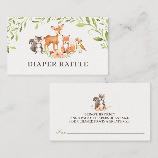 森林おむつラッフルシャワーカード 名刺 (正面/裏面)