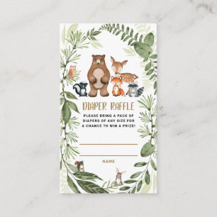 森林おむつラッフル・グリーンリー・ベビーシャワー エンクロージャーカード