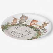 森林お洒落動物の緑のシャワー ペーパープレート (アングル)