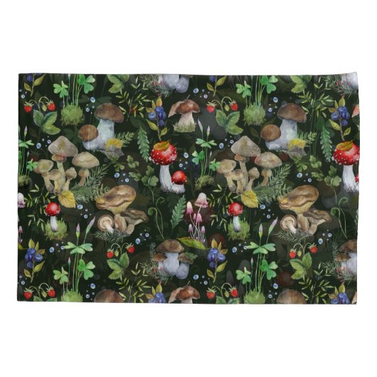 森林きのこ植物のパターン 枕カバー (裏面)