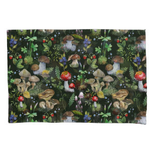 森林きのこ植物のパターン 枕カバー