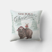 森林くまおよびバニーのメリークリスマスの枕 クッション (裏面)
