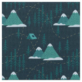 森林と山の模様 ファブリック (クローズアップ)