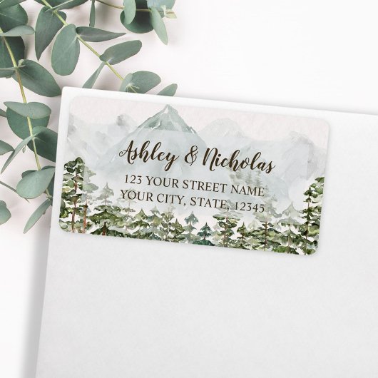 森林と山の水の色の差出人住所 ラベル