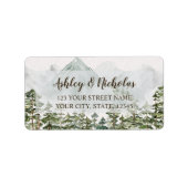 森林と山の水の色の差出人住所 ラベル (正面)