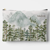 森林と山の自然水色 アクセサリーポーチ (正面)