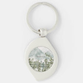 森林と山の自然水色 キーホルダー (正面)