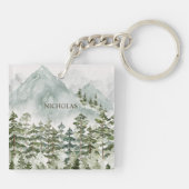 森林と山の自然水色 キーホルダー (裏面)