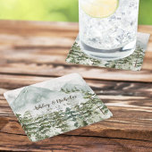 森林と山の自然水色 スクエアペーパーコースター