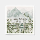 森林と山の自然水色 スタンダードカクテルナプキン (正面)