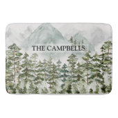 森林と山の自然水色 バスマット (正面)
