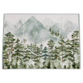 森林と山の自然水色 ラージペーパーバッグ (正面)