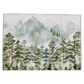 森林と山の自然水色 ラージペーパーバッグ (裏面)