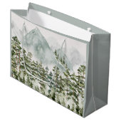 森林と山の自然水色 ラージペーパーバッグ (正面アングル)