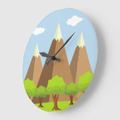 森林と山の頂上 ラージ壁時計 (傾斜)