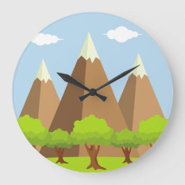 森林と山の頂上 ラージ壁時計