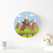 森林と山の頂上 ラージ壁時計 (ホーム)
