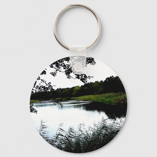 森林と葦の写真と川沿い キーホルダー (正面)