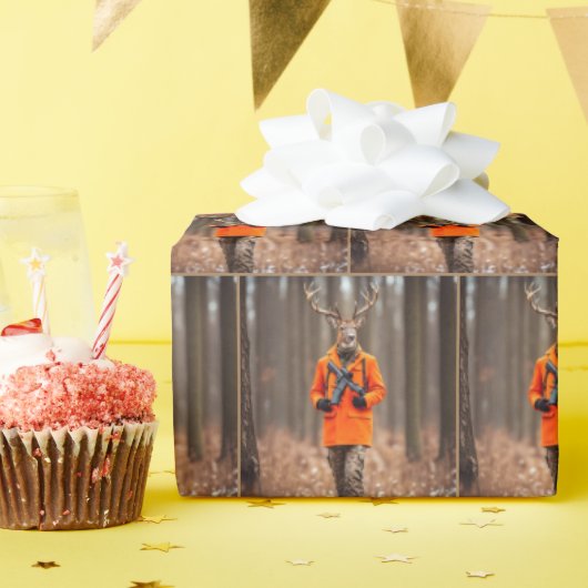 森林にライフル銃を持つ鹿猟師 ラッピングペーパー (誕生日パーティー)