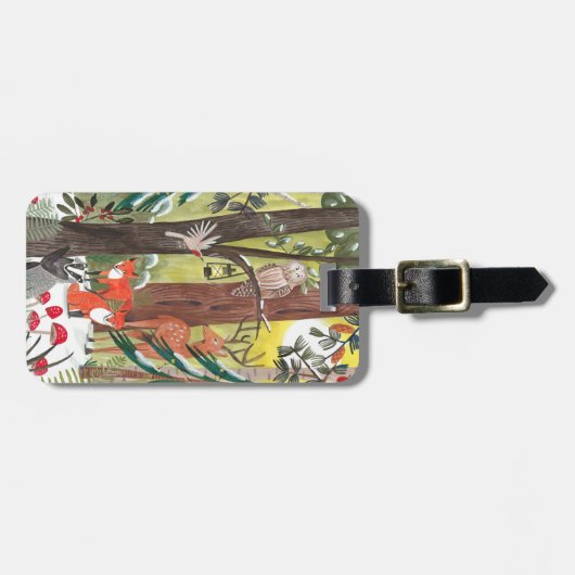 森林に囲まれた動物の緑の森 ラゲッジタグ (正面横)