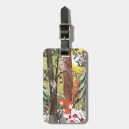 森林に囲まれた動物の緑の森 ラゲッジタグ