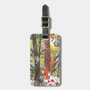 森林に囲まれた動物の緑の森 ラゲッジタグ