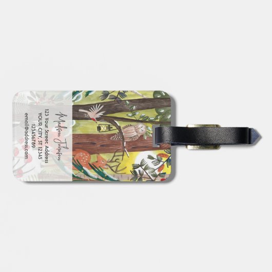 森林に囲まれた動物の緑の森 ラゲッジタグ (裏面横)