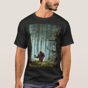 森林に大きなキノコを持つ大足 Tシャツ