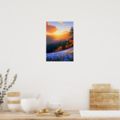 森林に満ちた渓谷の丘の上の景色 ポスター (キッチン)