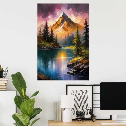 森林に覆われたエデンの平和な川 ポスター (ホームオフィス)