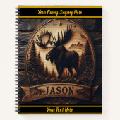 森林に覆われた山々のムースの彫刻 ノートブック (正面)