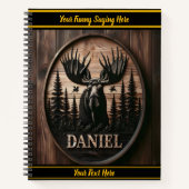 森林に覆われた山々のムースの彫刻 ノートブック (正面)